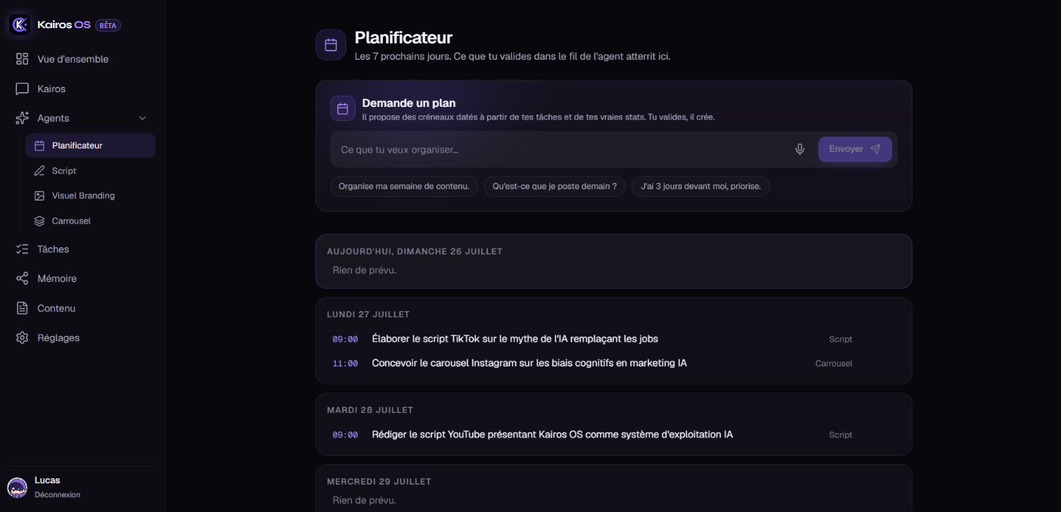 Planificateur : il propose ta semaine de contenu