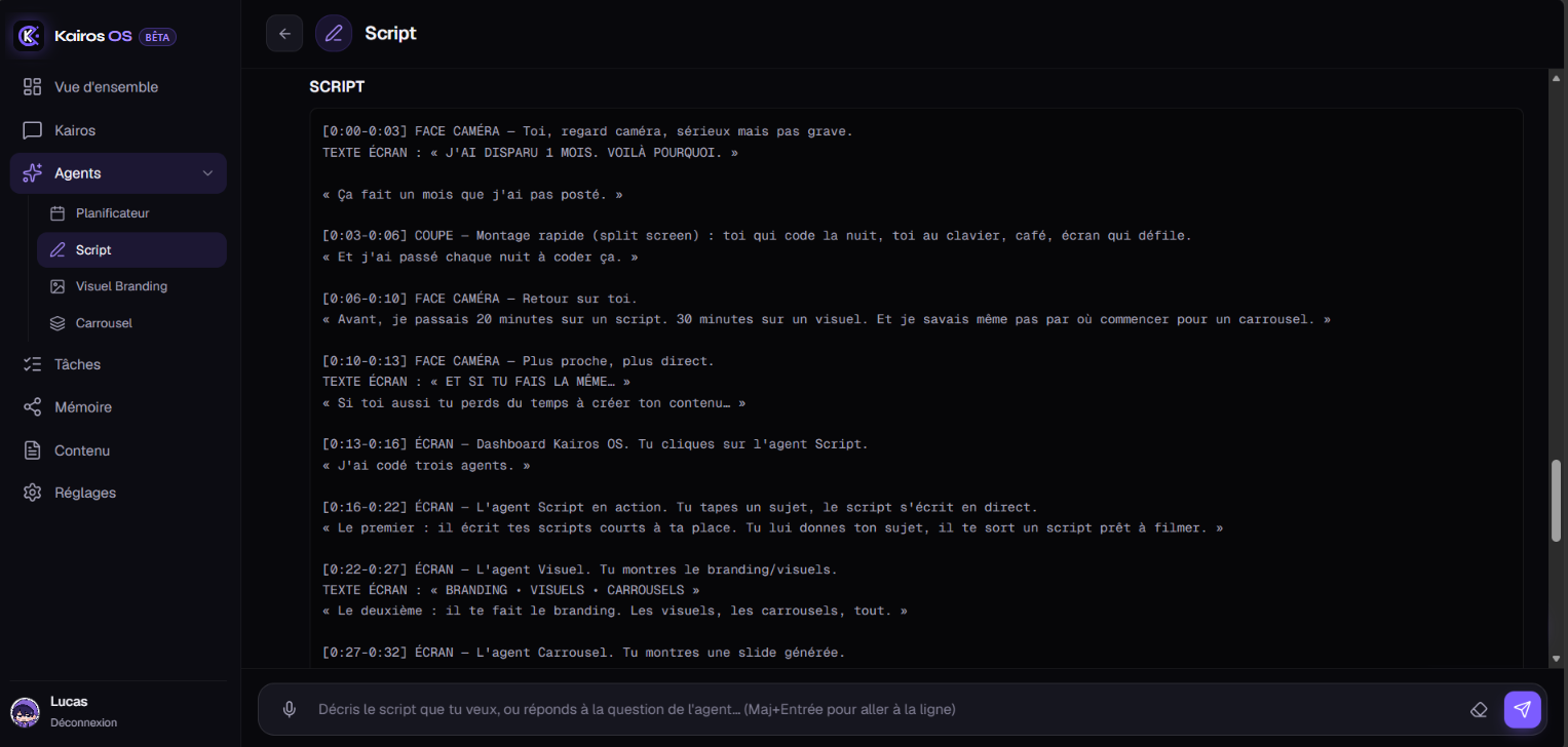 Agent Script : un script court pret a filmer